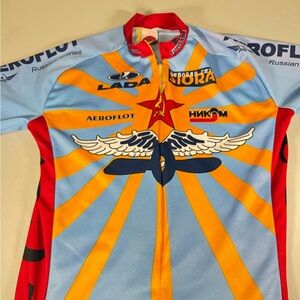 Retro USSR Aeroflot Cycling Jersey by World Jerseys‎ Soviet Team Kit L